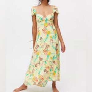 Urban Outfitters Uo Siren Strappy Back Midi Dress In Yellow Floral